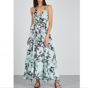 Free People Lillie Print Teal Maxi Dress